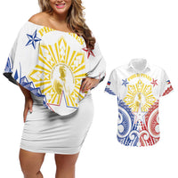 Philippines Couples Matching Off Shoulder Short Dress and Hawaiian Shirt Katipunan Andres Bonifacio