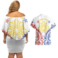 Philippines Couples Matching Off Shoulder Short Dress and Hawaiian Shirt Katipunan Andres Bonifacio