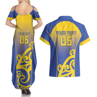 Custom James Cook High School Couples Matching Summer Maxi Dress and Hawaiian Shirt Maori Koru Pattern