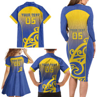 Custom James Cook High School Family Matching Long Sleeve Bodycon Dress and Hawaiian Shirt Maori Koru Pattern LT05 - Polynesian Pride