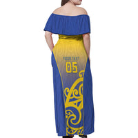 Custom James Cook High School Family Matching Off Shoulder Maxi Dress and Hawaiian Shirt Maori Koru Pattern LT05 - Polynesian Pride