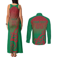 Custom Onehunga High School Couples Matching Tank Maxi Dress and Long Sleeve Button Shirt Maori Koru Pattern LT05 - Polynesian Pride