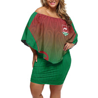 Custom Onehunga High School Off Shoulder Short Dress Maori Koru Pattern LT05 Women Green - Polynesian Pride