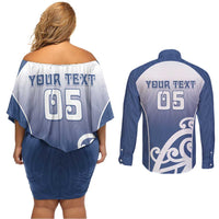 Custom New Zealand Aotea College Couples Matching Off Shoulder Short Dress and Long Sleeve Button Shirt Maori Koru Pattern LT05 - Polynesian Pride
