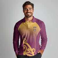 Custom Waiuku College Long Sleeve Polo Shirt Maori Koru Pattern
