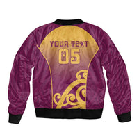 Custom Waiuku College Sleeve Zip Bomber Jacket Maori Koru Pattern LT05 - Polynesian Pride
