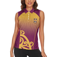 Custom Waiuku College Women Sleeveless Polo Shirt Maori Koru Pattern