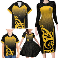 Custom Motueka High School Family Matching Long Sleeve Bodycon Dress and Hawaiian Shirt Maori Koru Pattern LT05 - Polynesian Pride