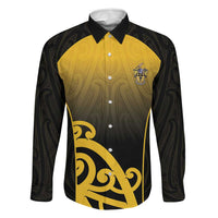 Custom Motueka High School Family Matching Off The Shoulder Long Sleeve Dress and Hawaiian Shirt Maori Koru Pattern LT05 Dad's Shirt - Long Sleeve Black - Polynesian Pride