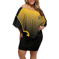 Custom Motueka High School Family Matching Off Shoulder Short Dress and Hawaiian Shirt Maori Koru Pattern LT05 Mom's Dress Black - Polynesian Pride
