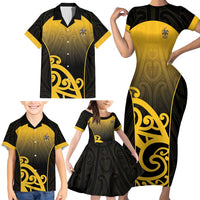 Custom Motueka High School Family Matching Short Sleeve Bodycon Dress and Hawaiian Shirt Maori Koru Pattern LT05 - Polynesian Pride