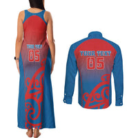 Custom St Joseph's Maori Girls' College Couples Matching Tank Maxi Dress and Long Sleeve Button Shirt Maori Koru Pattern LT05 - Polynesian Pride