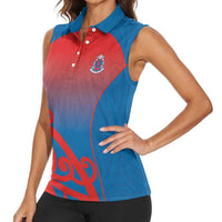 Custom St Joseph's Maori Girls' College Women Sleeveless Polo Shirt Maori Koru Pattern LT05 - Polynesian Pride