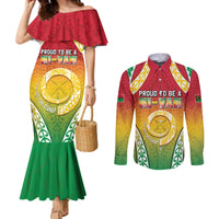 Personalised Vanuatu Couples Matching Mermaid Dress and Long Sleeve Button Shirt Proud To Be A Ni-Van With Tribal Pattern LT05 Reggae - Polynesian Pride