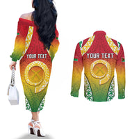Personalised Vanuatu Couples Matching Off The Shoulder Long Sleeve Dress and Long Sleeve Button Shirt Proud To Be A Ni-Van With Tribal Pattern LT05 - Polynesian Pride