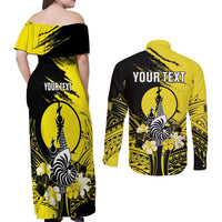 Personalised New Caledonia Day Couples Matching Off Shoulder Maxi Dress and Long Sleeve Button Shirt Kanaky Flag Coat Of Arms Polynesian Pattern LT05 - Polynesian Pride