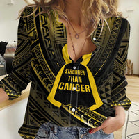 Personalised Polynesia Childhood Cancer Awareness Women Casual Shirt You Are Stronger Than Cancer
