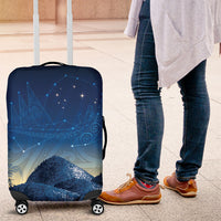 New Zealand Matariki Luggage Cover Maori Waka With Silver Fern LT05 Navy - Polynesian Pride