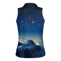 New Zealand Matariki Women Sleeveless Polo Shirt Maori Waka With Silver Fern LT05 - Polynesian Pride
