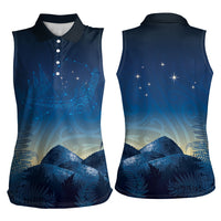 New Zealand Matariki Women Sleeveless Polo Shirt Maori Waka With Silver Fern LT05 - Polynesian Pride