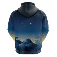 New Zealand Matariki Zip Hoodie Maori Waka With Silver Fern LT05 - Polynesian Pride