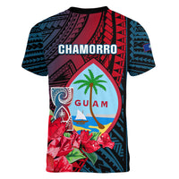 Guam Women V Neck T Shirt Latte Stone Mix Bougainvillea Polynesian Pattern LT05 - Polynesian Pride