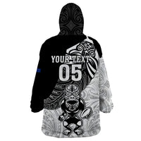 Custom New Zealand Fern Rugby Wearable Blanket Hoodie World Cup 2023 Go Aotearoa Maori Pattern LT05 - Polynesian Pride