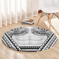 Polynesian Tattoo Inspired Cosplay Costume Round Carpet Tribal Warrior White - Polynesian Pride