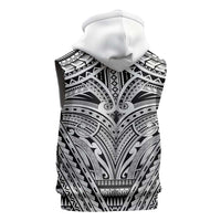 Polynesian Tattoo Inspired Cosplay Costume Sleeveless Zip Hoodie Tribal Warrior White - Polynesian Pride