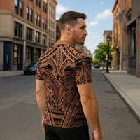 Polynesian Tattoo Inspired Cosplay Costume Zipper Polo Shirt Tribal Warrior - Polynesian Pride