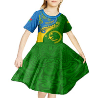 Malampa Day Kid Short Sleeve Dress Sand Drawing Vanuatuan Pattern LT05 - Polynesian Pride