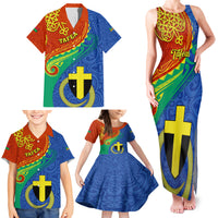 Tafea Day Family Matching Tank Maxi Dress and Hawaiian Shirt Sand Drawing Vanuatuan Pattern LT05 - Polynesian Pride
