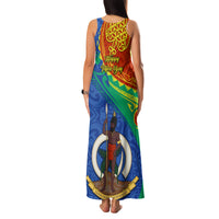 Tafea Day Family Matching Tank Maxi Dress and Hawaiian Shirt Sand Drawing Vanuatuan Pattern LT05 - Polynesian Pride