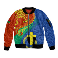 tafea-day-sleeve-zip-bomber-jacket-sand-drawing-vanuatuan-pattern