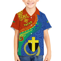Personalized Tafea Day Family Matching Short Sleeve Bodycon Dress and Hawaiian Shirt Sand Drawing Vanuatuan Pattern LT05 Son's Shirt Blue - Polynesian Pride