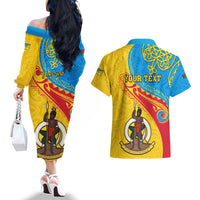 personalized-torba-day-couples-matching-off-the-shoulder-long-sleeve-dress-and-hawaiian-shirt-sand-drawing-vanuatuan-pattern