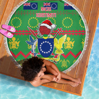 Cook Islands Christmas Beach Blanket Santa Coat Of Arms Meri Kiritimiti LT05 - Wonder Print Shop