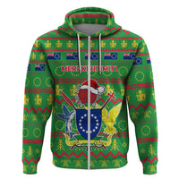 Personalised Cook Islands Christmas Hoodie Santa Coat Of Arms Meri Kiritimiti LT05 - Polynesian Pride