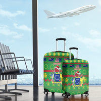 Cook Islands Christmas Luggage Cover Santa Coat Of Arms Meri Kiritimiti LT05 - Polynesian Pride