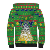 Personalised Cook Islands Christmas Sherpa Hoodie Santa Coat Of Arms Meri Kiritimiti LT05 - Polynesian Pride