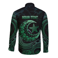 Personalised Polynesia Long Sleeve Button Shirt With Islam Crescent And Star LT05 - Polynesian Pride