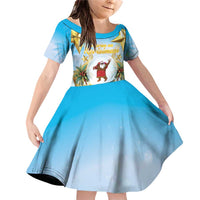 Fiji Christmas Family Matching Off Shoulder Short Dress and Hawaiian Shirt Snow Globe With Fijian Santa LT05