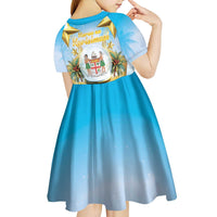 Fiji Christmas Kid Short Sleeve Dress Snow Globe With Fijian Santa LT05