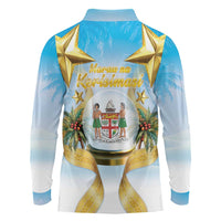 Fiji Christmas Long Sleeve Polo Shirt Snow Globe With Fijian Santa LT05
