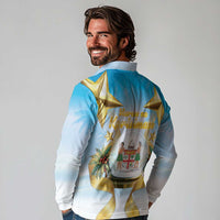 Fiji Christmas Long Sleeve Polo Shirt Snow Globe With Fijian Santa LT05