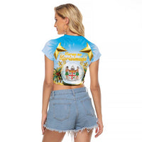Fiji Christmas Raglan Cropped T Shirt Snow Globe With Fijian Santa LT05