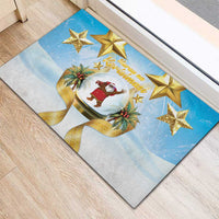 Fiji Christmas Rubber Doormat Snow Globe With Fijian Santa LT05