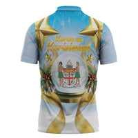 Fiji Christmas Zipper Polo Shirt Snow Globe With Fijian Santa LT05