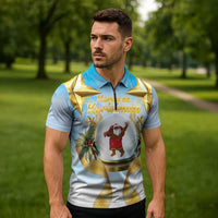 Fiji Christmas Zipper Polo Shirt Snow Globe With Fijian Santa LT05