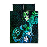 Hawaii Humuhumu Reef Triggerfish Quilt Bed Set Turquoise With Plumeria LT05 Turquoise - Polynesian Pride